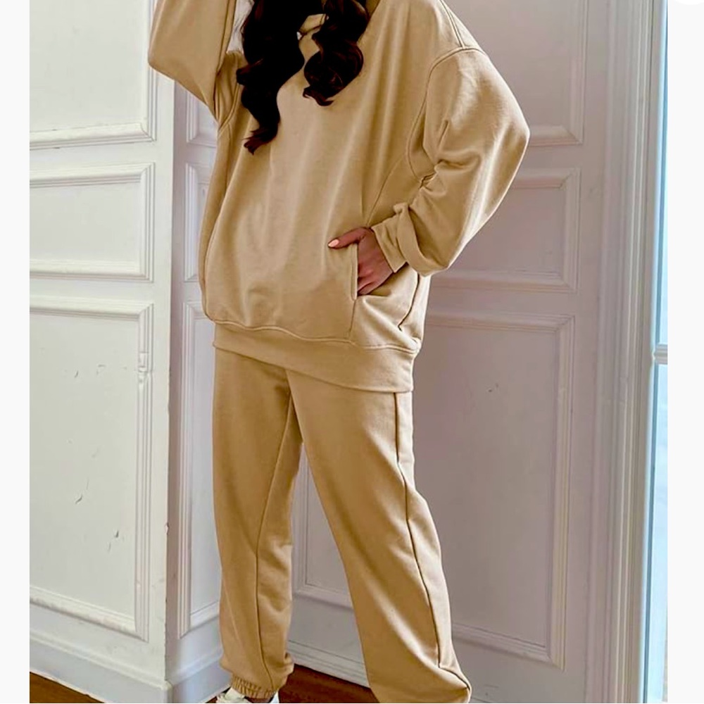 2 Piece Beige Sweatsuit